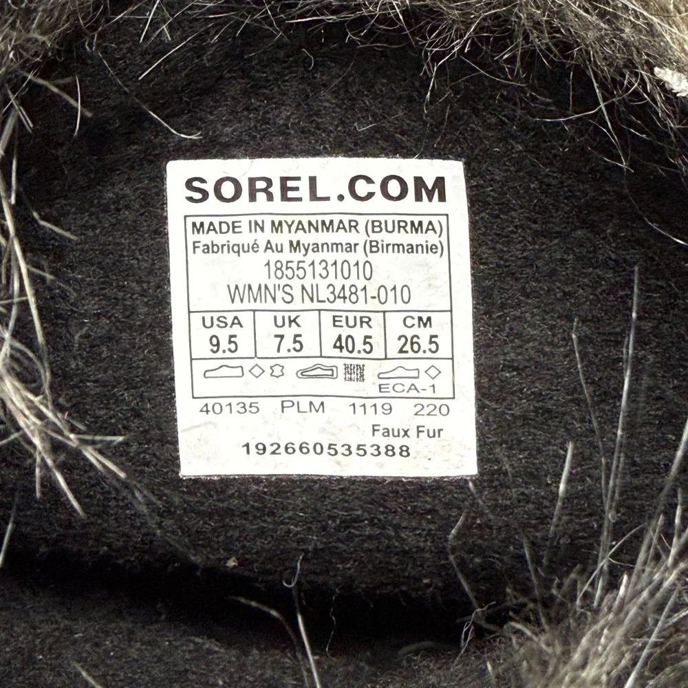 Sorel Joan Of Arctic Waterproof Boot Womens 9.5 Black Suede Faux Fur Tall Snow